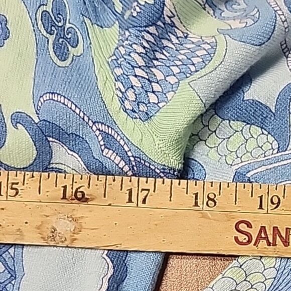 J McLaughlin Women's Blue Print Tunic Top Cover Up Size S V Neck Catalina Cloth - Picture 6 of 9